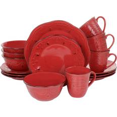 Red Dinner Sets Elama Rustic Birch Dinner Set 16