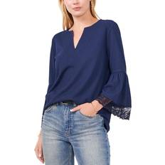 Vince Camuto Ruffled Lace-Sleeve Top - Classic Navy