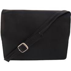 Piel Leather Small Handbag with Organizer - Black