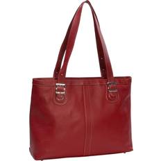 Piel Leather Ladies Laptop Tote Bag - Red