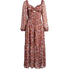 ASTR The Label Arlette Floral Long Sleeve Dress - Brown Lavender Multi Fl