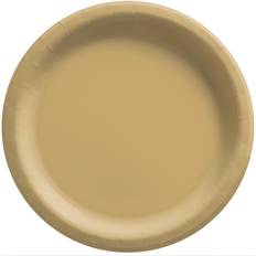 Amscan Round Paper Plates, 8-1/2” Gold, Pack Of 150 Plates