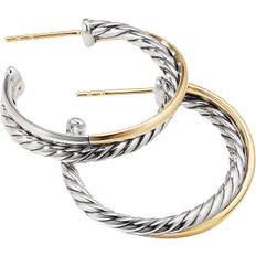 David Yurman The Crossover Collection Medium Hoop Earrings - Silver/Gold