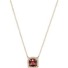 David Yurman Petite Chatelaine Pavé Bezel Pendant Necklace - Gold/Garnet/Diamonds