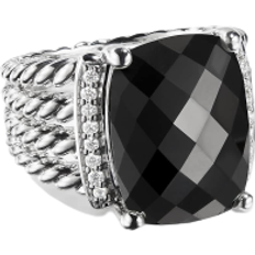 David Yurman Wheaton Ring - Silver/Onyx /Diamond