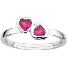 Stacks & Stones Lab-Created Heart Stack Ring - Silver/Pink
