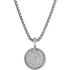 David Yurman Elements Disc Pavé Pendant - Silver/Diamonds