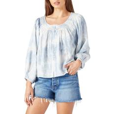 Lucky Brand Embroidered Peasant Blouse - Blue Multi