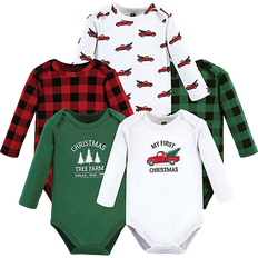 Hudson Cotton Long-Sleeve Bodysuits 5-pack - Christmas Tree (11115379)