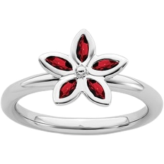 Stacks & Stones Flower Stack Ring - Silver/Garnet