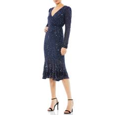 Mac Duggal Long Sleeve Sequin Sheath Dress - Midnight