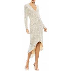 Mac Duggal Knotted Midi Dress - Nude Silver