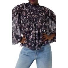 French Connection Crinkled Floral-Print Blouse - Utility Blue