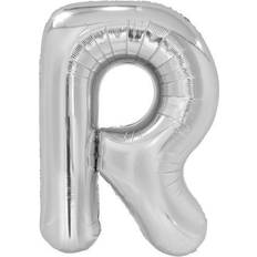 Amscan 9909567 9909567-Silver Letter R SuperShape Foil Balloon-39, Silver