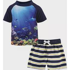 Little Me Coral Reef Rashguard and Swim Trunk Set - Blue