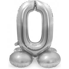 Folat Foil Balloon with Standard Number 0 Silver 72 cm