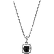 David Yurman Petite Albion Pendant Necklace - Silver/Onyx/Diamonds