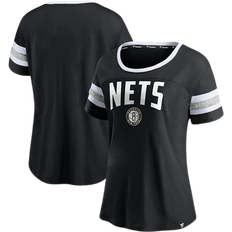 Fanatics Heathered Gray Brooklyn Nets Block Party Striped Sleeve T-shirt