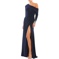 Mac Duggal Long Dresses Mac Duggal Off-The-Shoulder Jersey Gown - Midnight