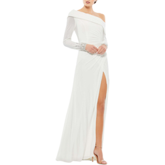 Mac Duggal Off-The-Shoulder Jersey Gown - White