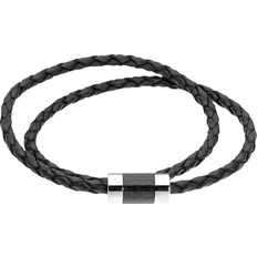 Lynx Leather & Carbon Fiber Bracelet - Black/Silver