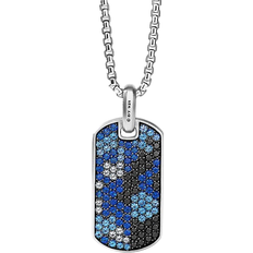 David Yurman Navy Camo Pavé Tag Pendant - Silver/Sapphires