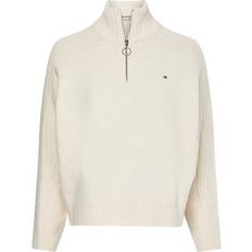 Tommy Hilfiger Hayana Zip Up High Neck Sweater - Ecru