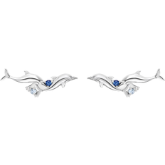 Thomas Sabo Climber Dolphins Ear Studs - Silver/Blue/Transparent