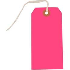 Jam Paper Medium Neon Pink Gift Tags with String 4.75 x 2.37 x 2 (100 Count)