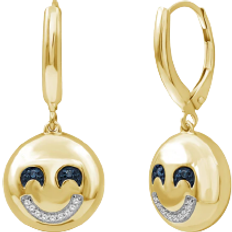 JewelonFire Emoji Earrings - Gold/Blue/Transparent