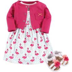 Hudson Dress, Cardigan, Shoe Set 3-Piece - Pink/Flamingo (10155934)