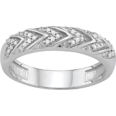 JewelonFire V Texture Ring - Silver/Diamonds