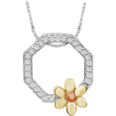 JewelonFire Flower Octagon Pendant - Silver/Gold/Rose Gold/Transparent