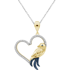 JewelonFire Bird Heart Pendant Necklace - Gold/Silver/Diamonds