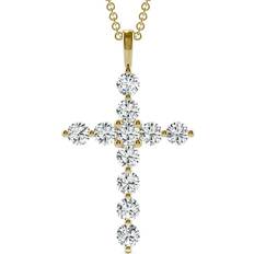 Charles & Colvard Moissanite Cross Pendant - Gold/Diamonds