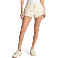 WeWoreWhat Low Rise Frayed Rigid Denim Short - Unbleached