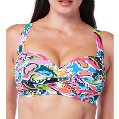 Bleu Rod Beattie Printed Shirred Underwire Twist Bikini Top - Multicolour