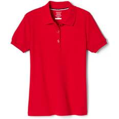 French Toast Girl's Short Sleeve Interlock Polo with Picot Collar - Red