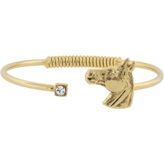 1928 Jewelry Horse Accent Hinge Bracelet - Gold/Transparent