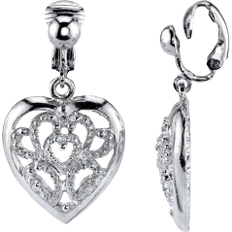 1928 Filigree Heart Magnifying Glass Necklace, Women's, Silver