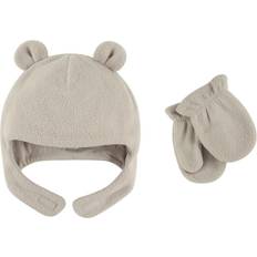 Luvable Friends Baby Fleece Bear Hat and Mitten Set 2-pack - Light Gray (10130995)