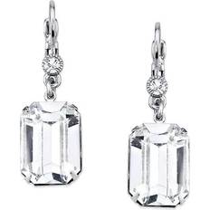 1928 Jewelry Square Drop Earrings - Silver/Transparent