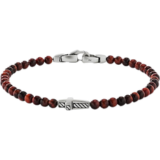 David Yurman Spiritual Beads Cross Station Bracelet - Silver/Red