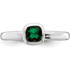 Stacks & Stones Cushion Cut Ring - Silver/Emerald