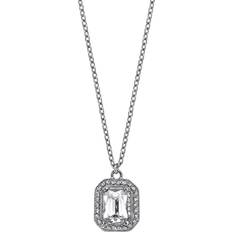 1928 Jewelry Octagon Pendant Necklace - Silver/Transparent