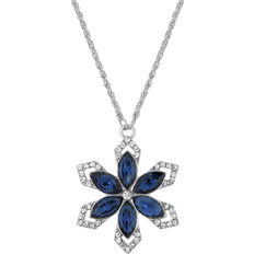 1928 Jewelry Flower Necklace - Silver/Sapphire/Transparent