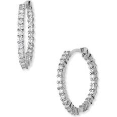Roberto Coin Extra Small Inside Outside Hoop Earrings - White Gold/Diamonds