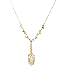 1928 Jewelry Suspended Teardrop Necklace - Gold/Transparent