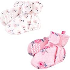 Hudson Baby Quilted Booties 2-pack -Pink Navy Floral