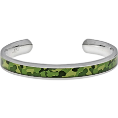 Lynx Camouflage Cuff Bracelet - Silver/Green